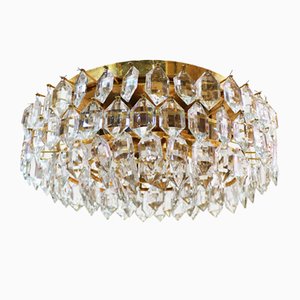 Large Austrian Brass and Crystal Ceiling Lamp from Bakalowits & Sons, 1960s