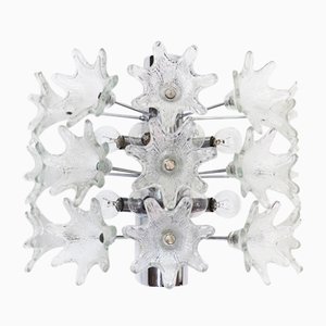 Large Italian Chrome and Murano Glass Sputnik Flower Sconce by Paolo Venini for VeArt, 1960s