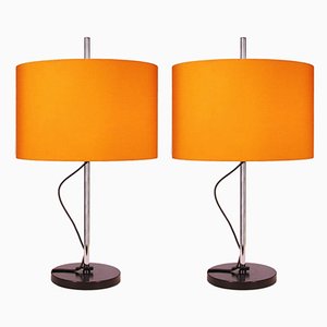 Lámparas de mesa alemanas regulables en naranja de Staff, años 60. Juego de 2