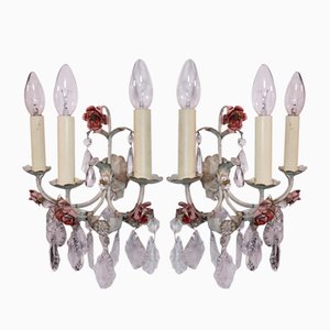 Appliques à 3 Lampes en Tole, Italie, 1940s, Set de 2