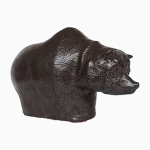 Large German Textured Glaze Ceramic Bear Sculpture by Rudi Stahl, 1970s
