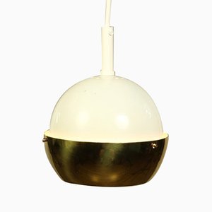 Lampe à Suspension Vintage en Laiton et Métal Blanc, Allemagne, 1970s