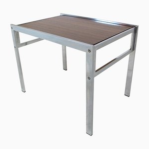 Mid-Century Chromed Steel & Teak Side Table, 1960s