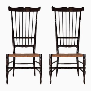 Mid-Century Italian Beech High-Back Chiavari Chairs, 1950s, Set of 2