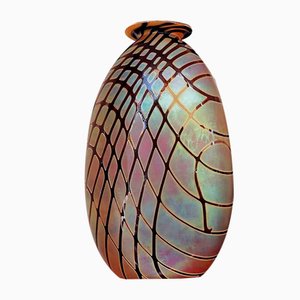 Oval Vintage Iridescent Art Glass Vase by Craig Zweifel, 2003