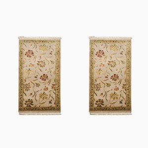 Handgefertigte Jaipur Teppiche aus Wolle & Seide, 1980er, 2er Set