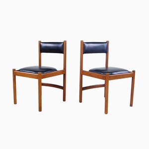 Italian Modern Esszimmerstühle aus Leder & Holz von ISA, 1960er, 2er Set