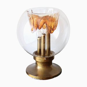 Lampada da tavolo in vetro opalino di Mazzega, anni '70