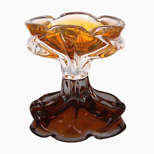 Mid-Century Amber Glass Ashtray from Sklarny Chribska, 1960s