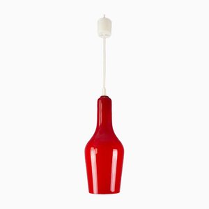 Vintage Red Opaline Glass Pendant Lamp
