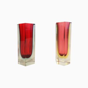 Italian Sommerso Murano Glass Vases by Alessandro Mandruzzato, 1970s, Set of 2