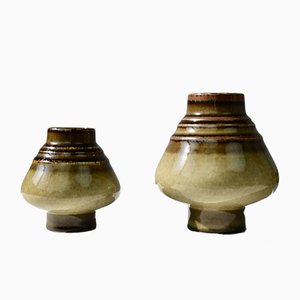 Vases Scandinaves Moderne en Céramique Bamboo par Olle Alberius pour Rörstrand, 1960s, Set de 2