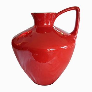 Jarrón modelo 401-40 vintage grande de cerámica roja de Scheurich, años 70