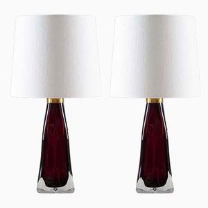 Mid-Century Swedish Table Lamps by Carl Fagerlund for Orrefors, 1960s, Set of 2