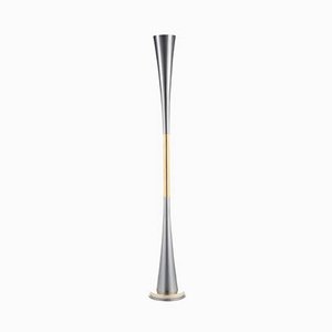 Line Brass and Painted Iron Pedestal Floor Lamp by Simone Calcinai for Brass Brothers & Co.