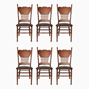 Vintage Ash Dining Chairs, 1920s, Set of 6
