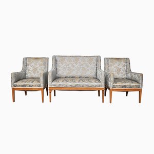 Juego de sofá y sillas vintage de fresno, años 30