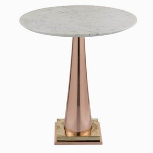 Table Basse en Laiton et Aluminium avec Plateau en Marbre par Simone Calcinai pour Brass Brothers & Co.