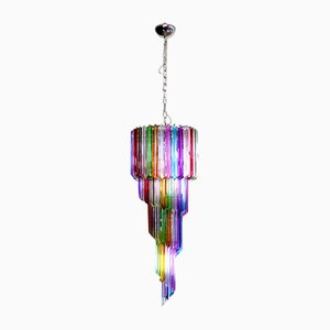 Vintage Italian Multicolored Glass and Metal Mariangela Chandelier, 1983