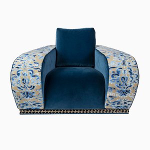 Blauer Firenze Eticaliving Sessel aus Samt von Slow + Fashion + Design für VGnewtrend