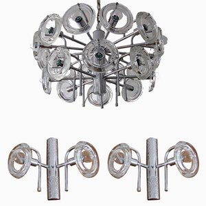 Italian Chandelier and Sconces, 1970s, Set of 3