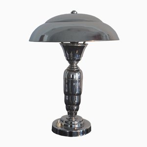 Lampe de Bureau Style Art Déco Chromée, France, 1940s