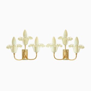 Vintage Silver-Plated 3-Light Wall Lamps by Emil Stejnar for Rupert Nikoll, Set of 2