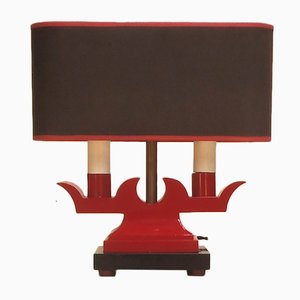 Rot lackierte Vintage Tischlampe aus Metall