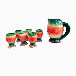 Ceramic Watermelon Pitcher and Cups from Falco, 1970s, Set of 7