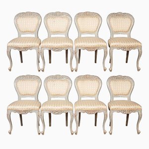 French Provincial Painted Dining Chairs, Set of 8