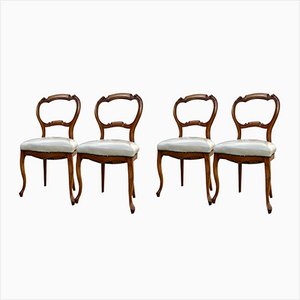 Antique Rococo Revival Style Dining Chairs in Mahogany, 1860, Set of 4