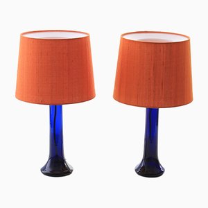 Scandinavian Modern Colored Glass Table Lamps by Uno & Östen Kristiansson for Luxus, 1960s, Set of 2