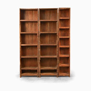 Wooden Triple Bookcase, 1940s