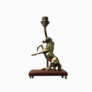 Vintage Solid Brass Horse Table Lamp