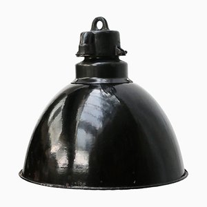 Lampada a sospensione vintage industriale nera, anni '30