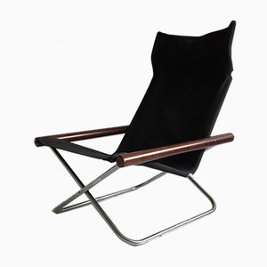 Mid Century Japanese Black Canvas Ny Folding Chair By Takeshi Nii For Jox Interni