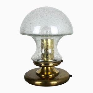 Modernist German Glass and Brass Mushroom Table Lamp from Doria Leuchten, 1970s