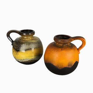 Vases Fat Lava Modèle 484-21 en Céramique de Scheurich, 1970s, Set de 2