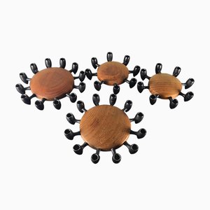 Teak & Cast Iron Candleholders by Jens Quistgaard for Digsmed, 1960s, Set of 4