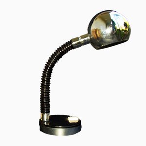 Lámpara de mesa Flexi de metal cromado, años 60