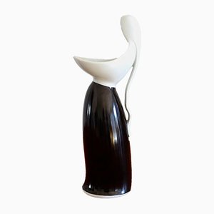 Schwarz-weiße Vintage Vase von Hackefors, 1950er