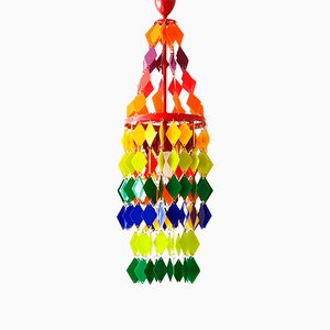 Lampada da soffitto vintage in plastica multicolore, anni '70
