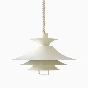 Vintage Scandinavian White Adjustable Pendant Lamp from Lyfa, 1960s