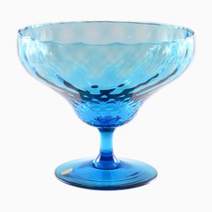 Coupe Mid-Century en Verre Bleu de Empoli, Italie, 1960s