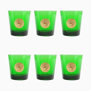 Italienische grüne Mid-Century Gläser von Byrrh, 6er Set
