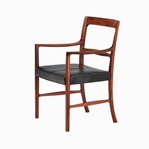 Dänischer Sessel aus Leder & Palisander von Ole Wanscher für AJ Iversen, 1954