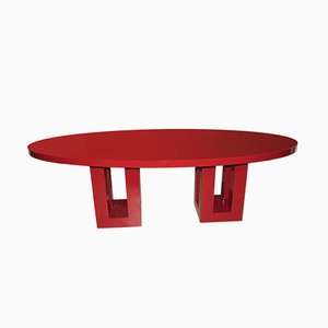 Large Red Lacquered Dining Table by Francois Champsaur, 1990s