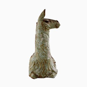 Grande Sculpture de Lama en Grès Verni par Lea von Mickwitz pour Arabia, 1940s