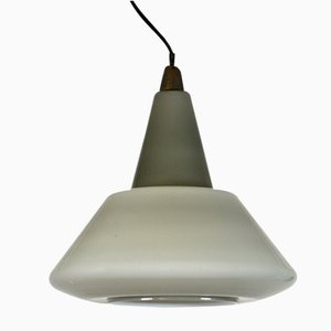 Industrial Italian Glass Ceiling Lamp, 1940s