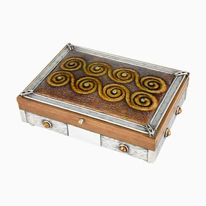 Portagioie Mid-Century smaltato in argento, Spagna, anni '60